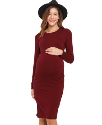 Maternity Long-Sleeve Bodycon Midi Dress