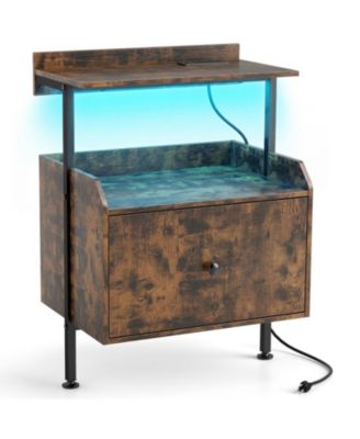 Wall-Mounted LED Nightstand and Charging Drawer Station