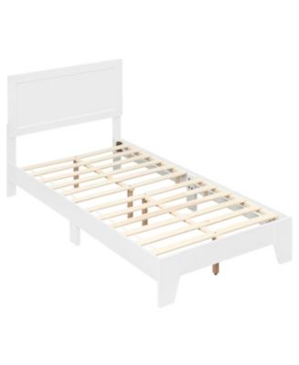 Small-Room Twin Platform Bed Frame and Wood Headboard