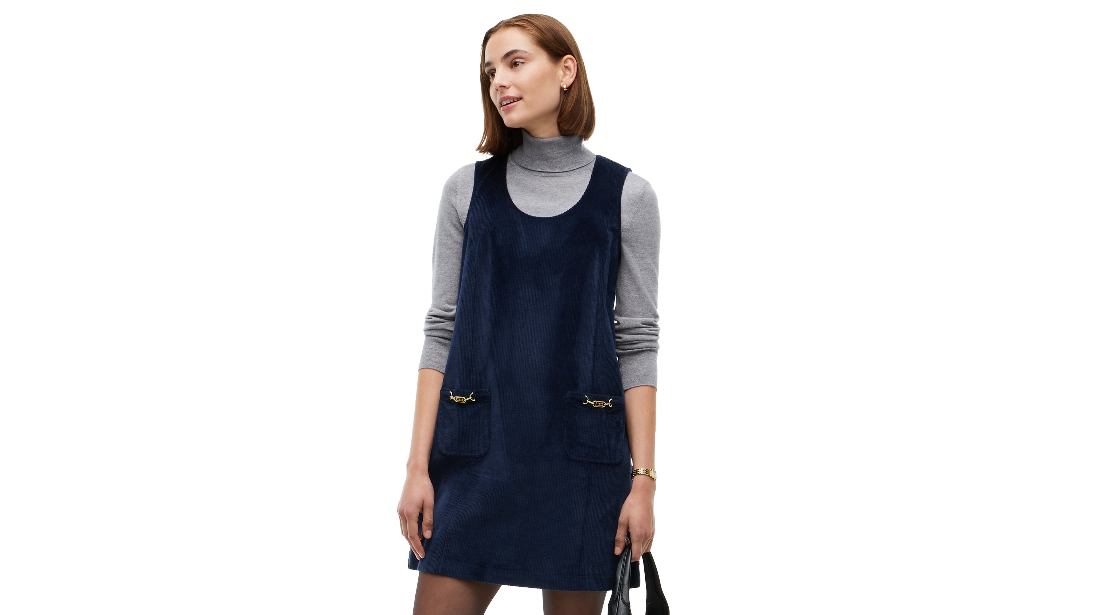Tommy Hilfiger Women's Corduroy Scoop Neck Mini Dress