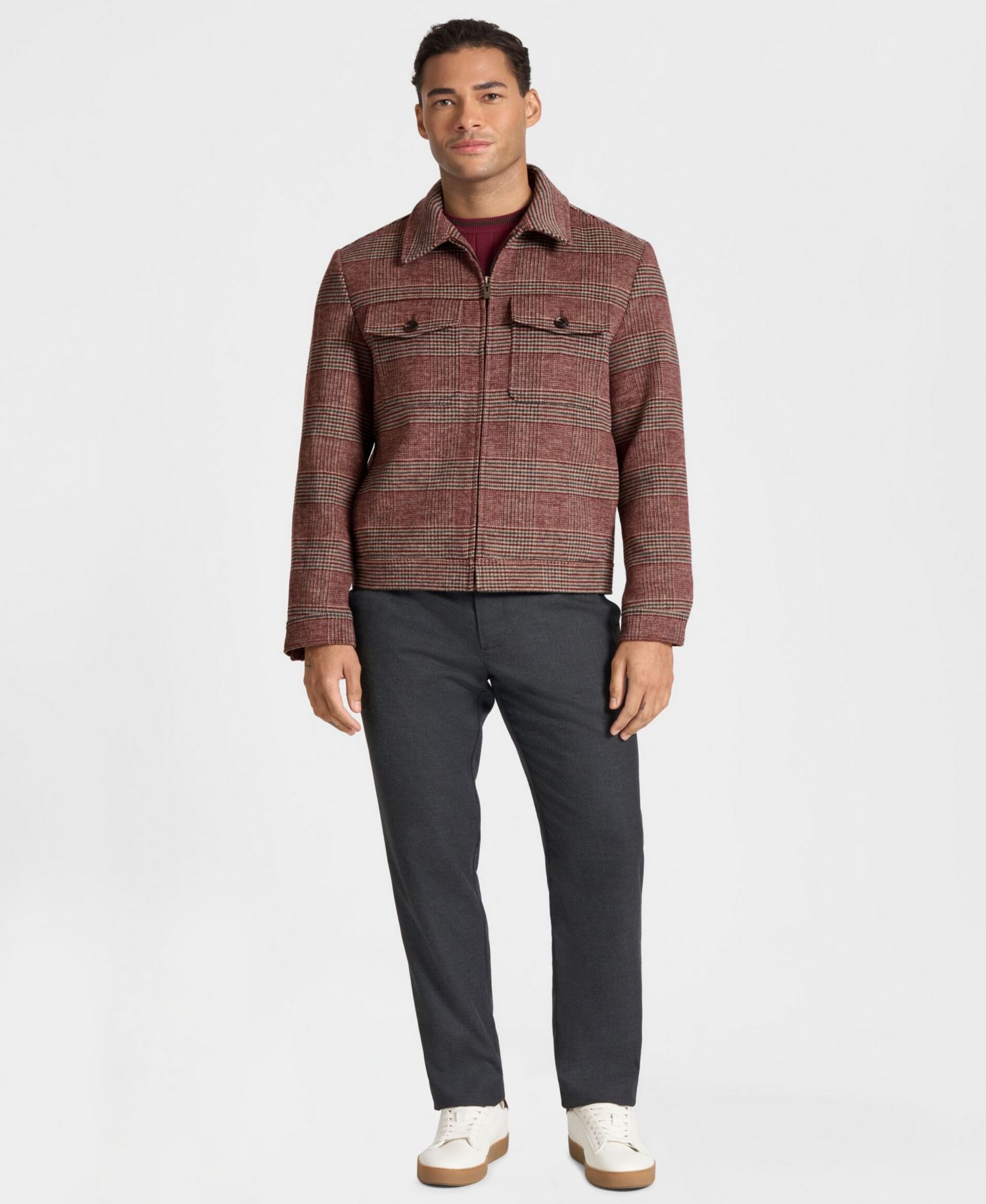 Men's Utility Wool-Blend Plaid Jacket