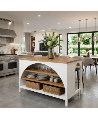  Kitchen Island with Glass Door and Cabinet