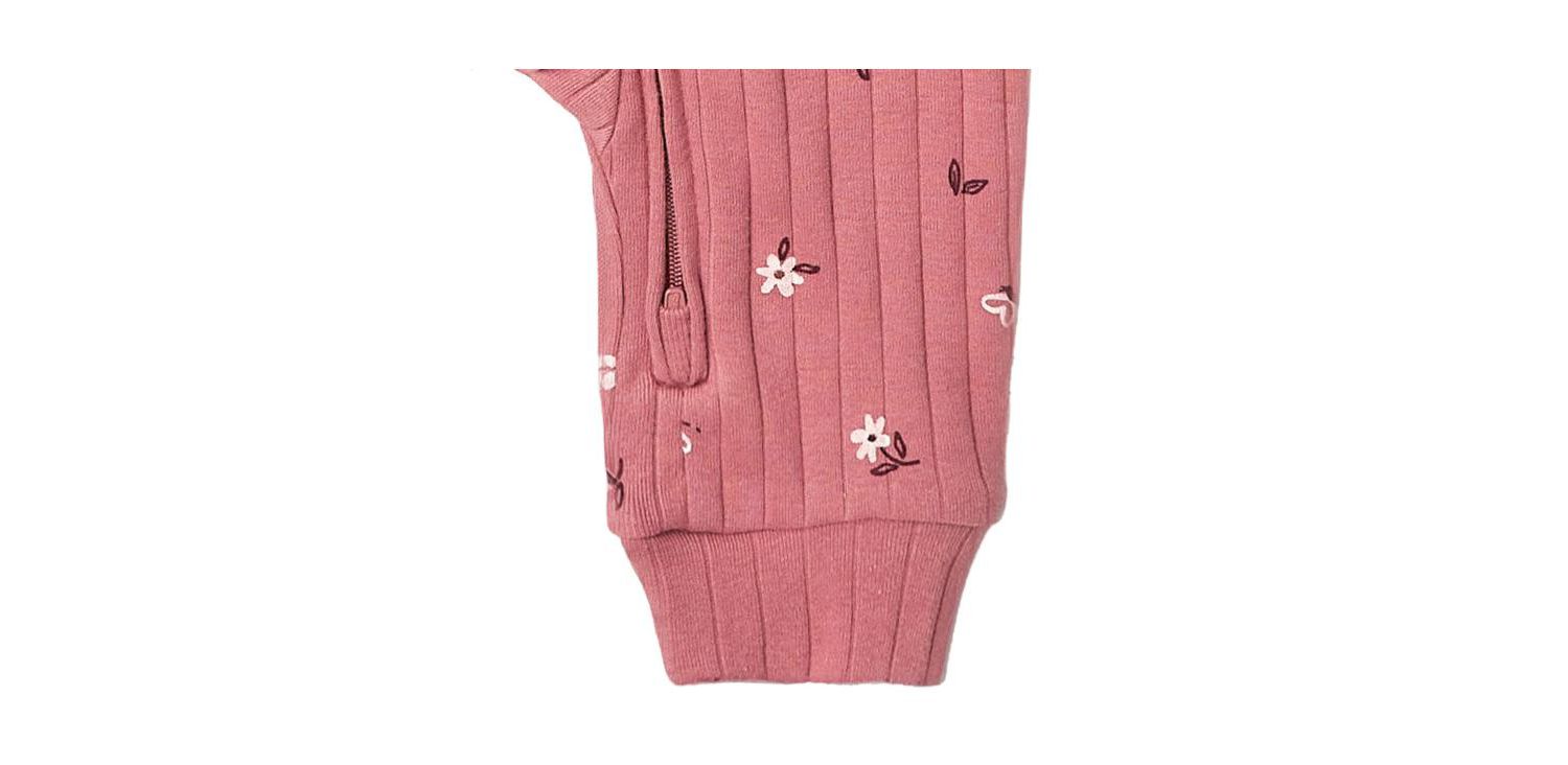 Baby Girls' Long-Sleeve 2-Way Zipper Ribbed Romper