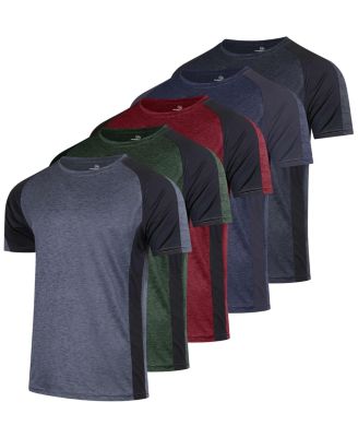 Men's 4-Way Stretch Workout Crew Neck T-Shirts, 5-Piece Set