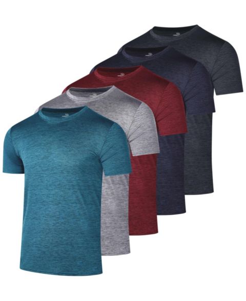 Мужские футболки Furlihong 4-Way Stretch Workout Crew Neck, 5-Piece Set, цвет: Синий / Красный