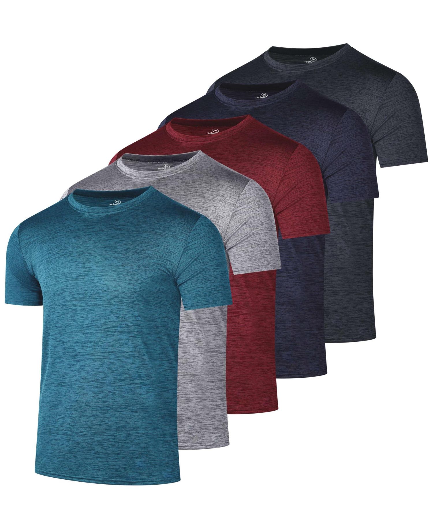 Men's 4-Way Stretch Workout Crew Neck T-Shirts, 5-Piece Set