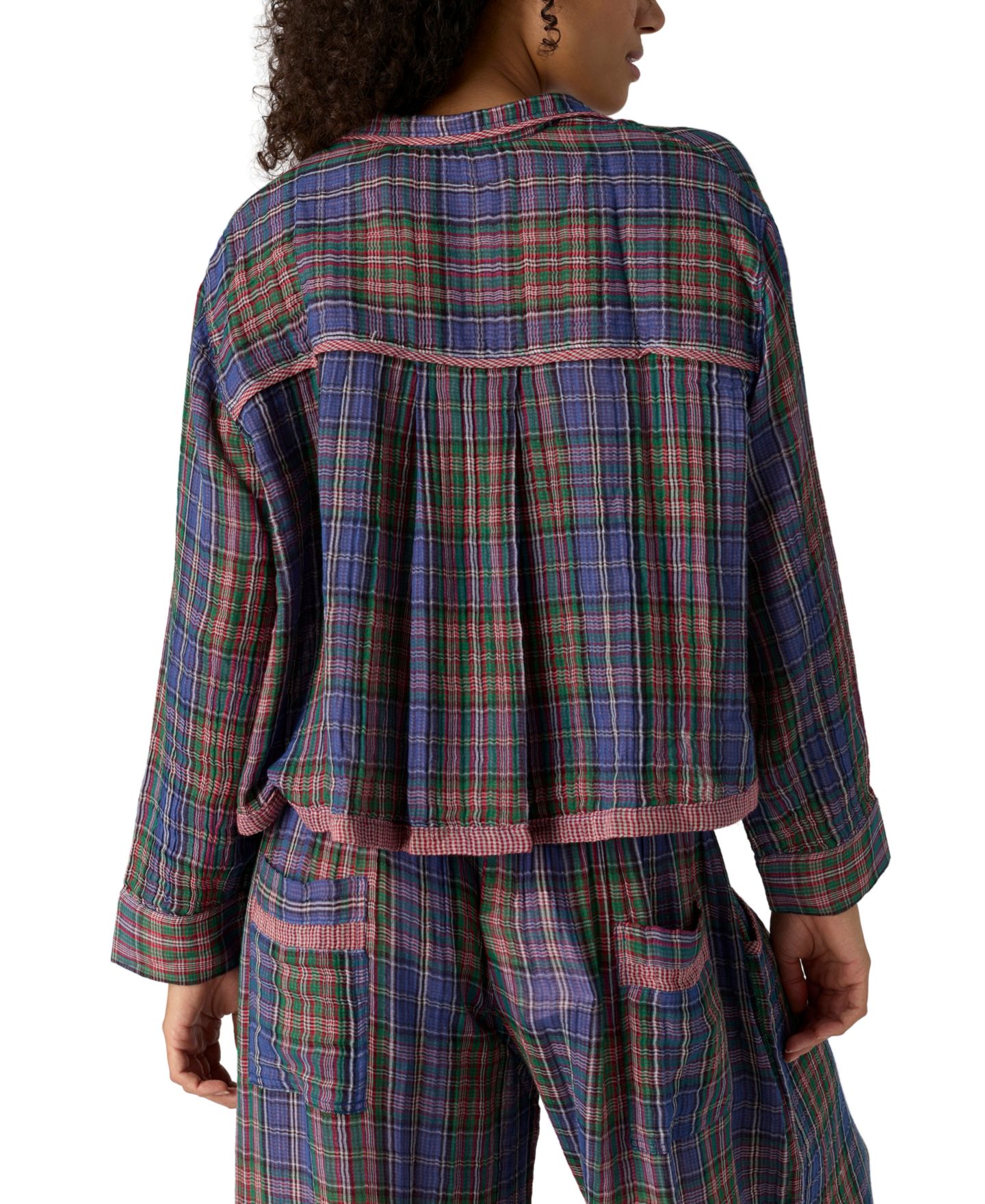 Женская рубашка Free People One And Done Plaid Long-Sleeve PJ, цвет: Полуночный комбинированный — фото 5