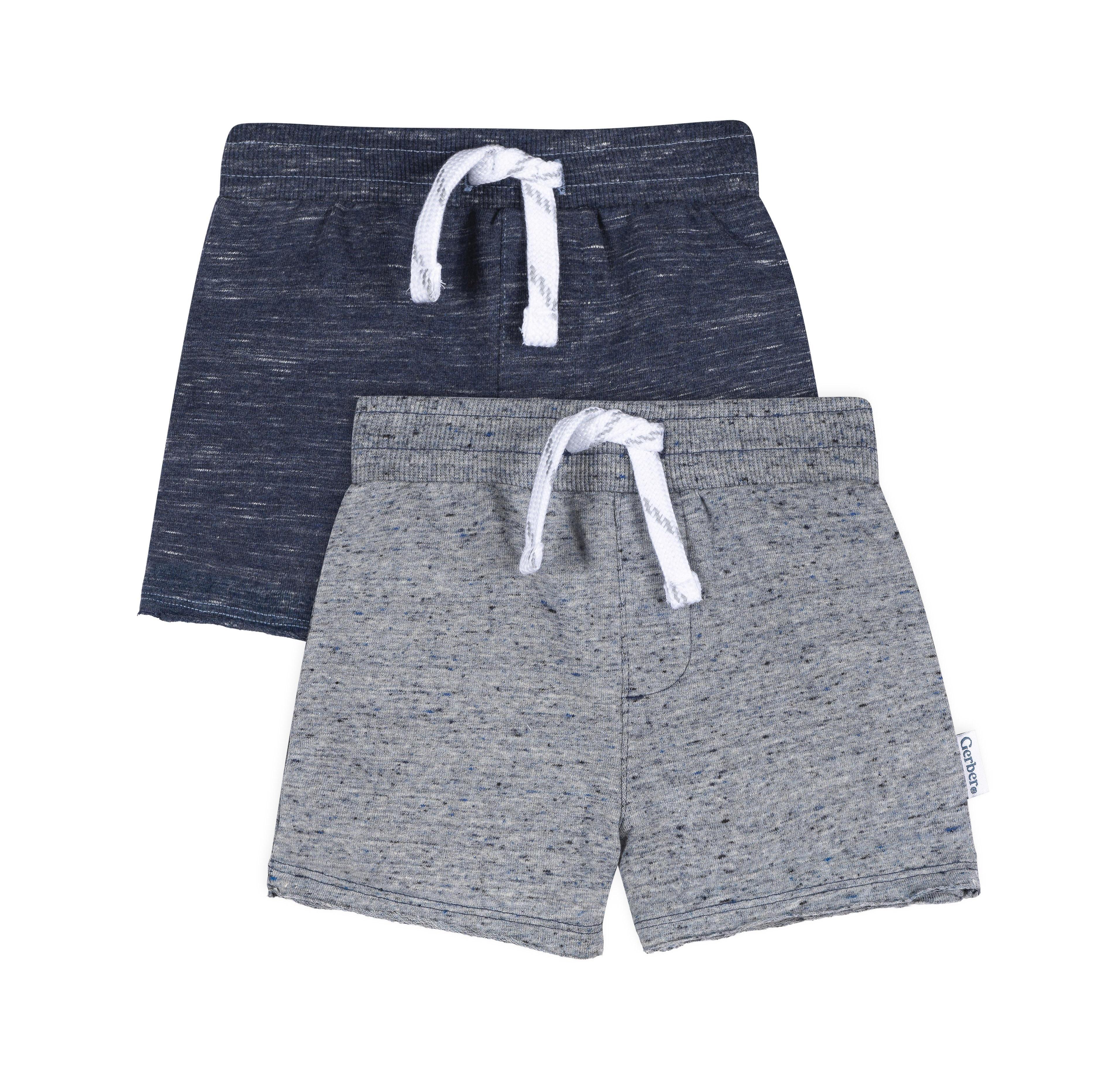 Gerber Baby Boys' Knit Cotton-Blend Pull-On Shorts, 2-Pack