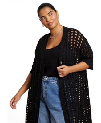 Women's Open Stitch Cardigan Duster