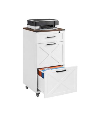 Rustic 3-Drawer Rolling File Cabinet and Printer Stand
