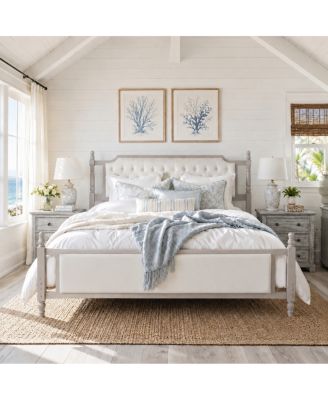 Queen Upholstered Platform Bed with Velvet Tufted Headboard