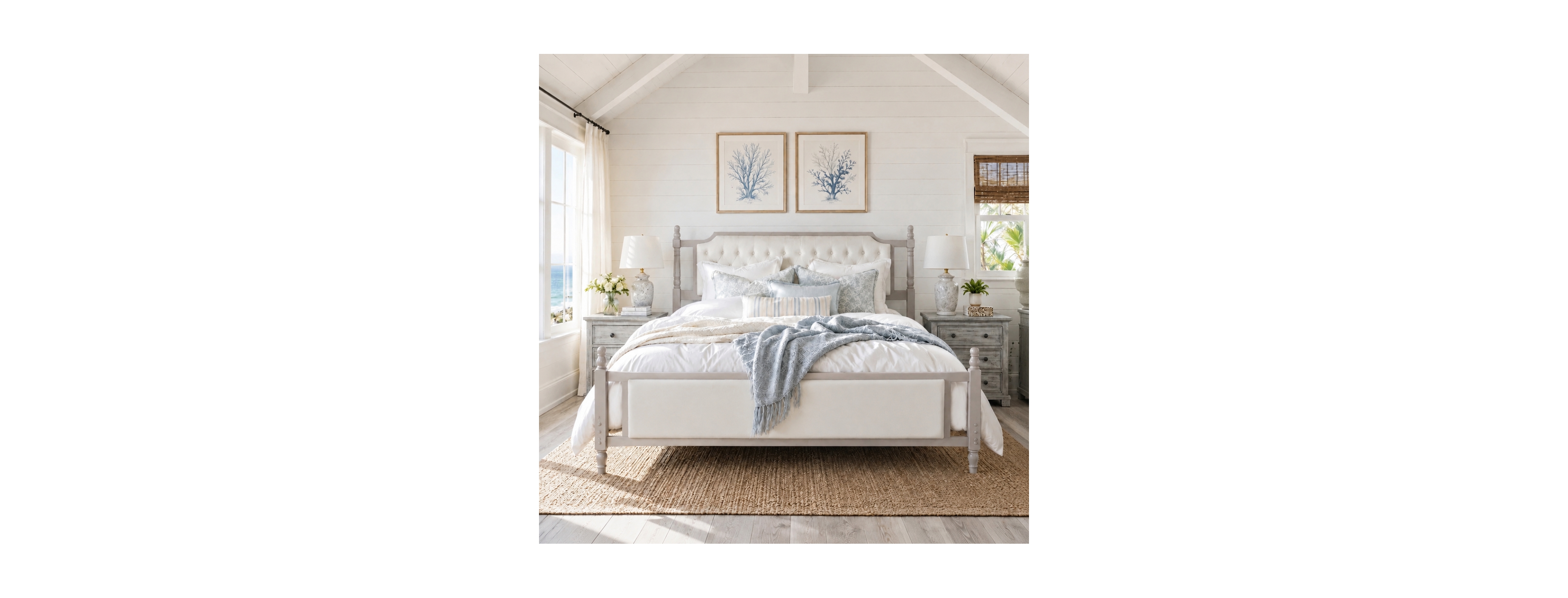Streamdale Furniture Queen Upholstered Platform Bed with Velvet Tufted Headboard