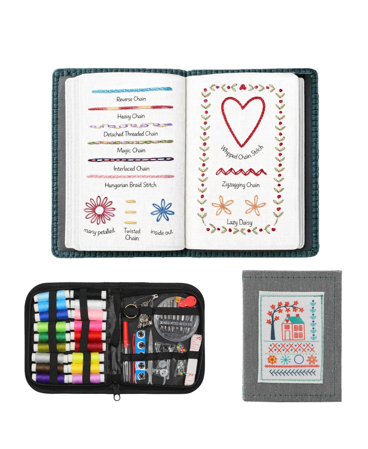 Aeelike Upgraded Embroidery Book Kit 106 Patterns 86 Tools Tutorials Beginner Portable All In One Hand Craft Kit