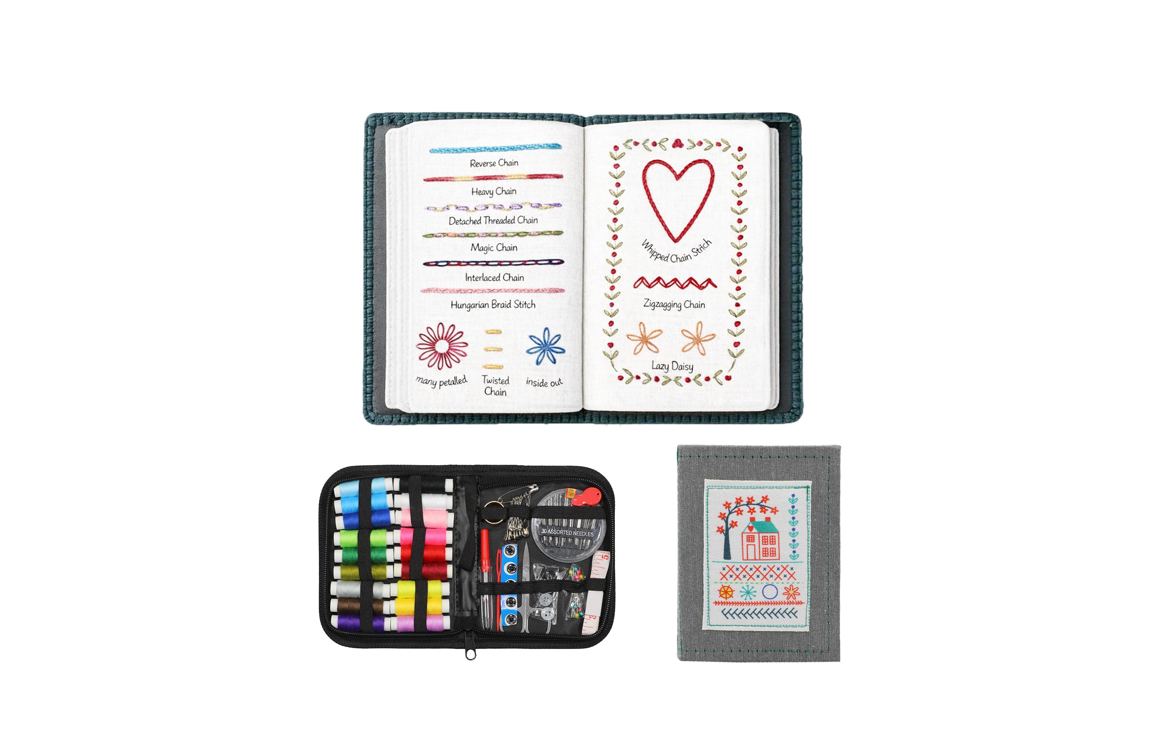 Aeelike Upgraded Embroidery Book Kit 106 Patterns 86 Tools Tutorials Beginner Portable All In One Hand Craft Kit