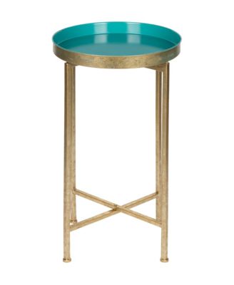 Celia Round Metal Foldable Tray Accent Table Circle End Table, Removable Magnetic Tray Top, Use as Indoor Plant Stand or Mahjong Table