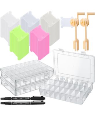 500 Set Embroidery Floss Bobbins Organizer Kit with Winders Marker Boxes