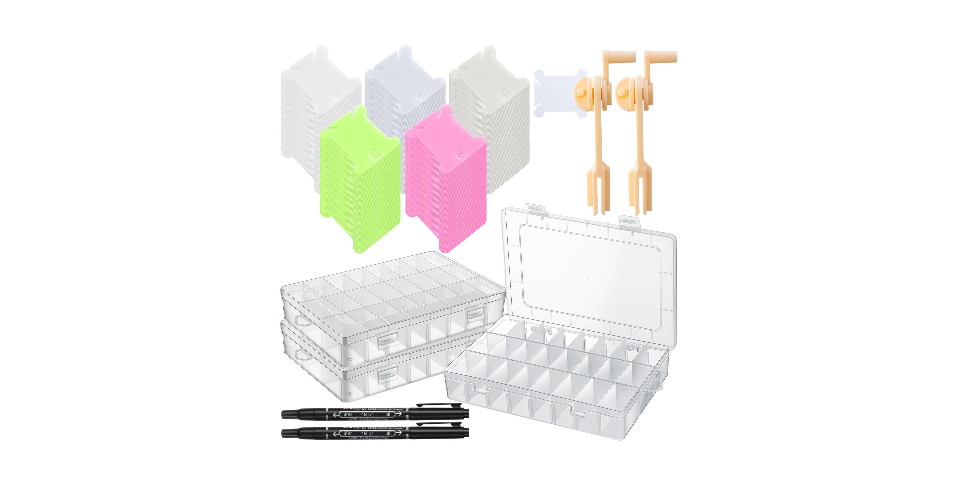 Aeelike 500 Set Embroidery Floss Bobbins Organizer Kit with Winders Marker Boxes