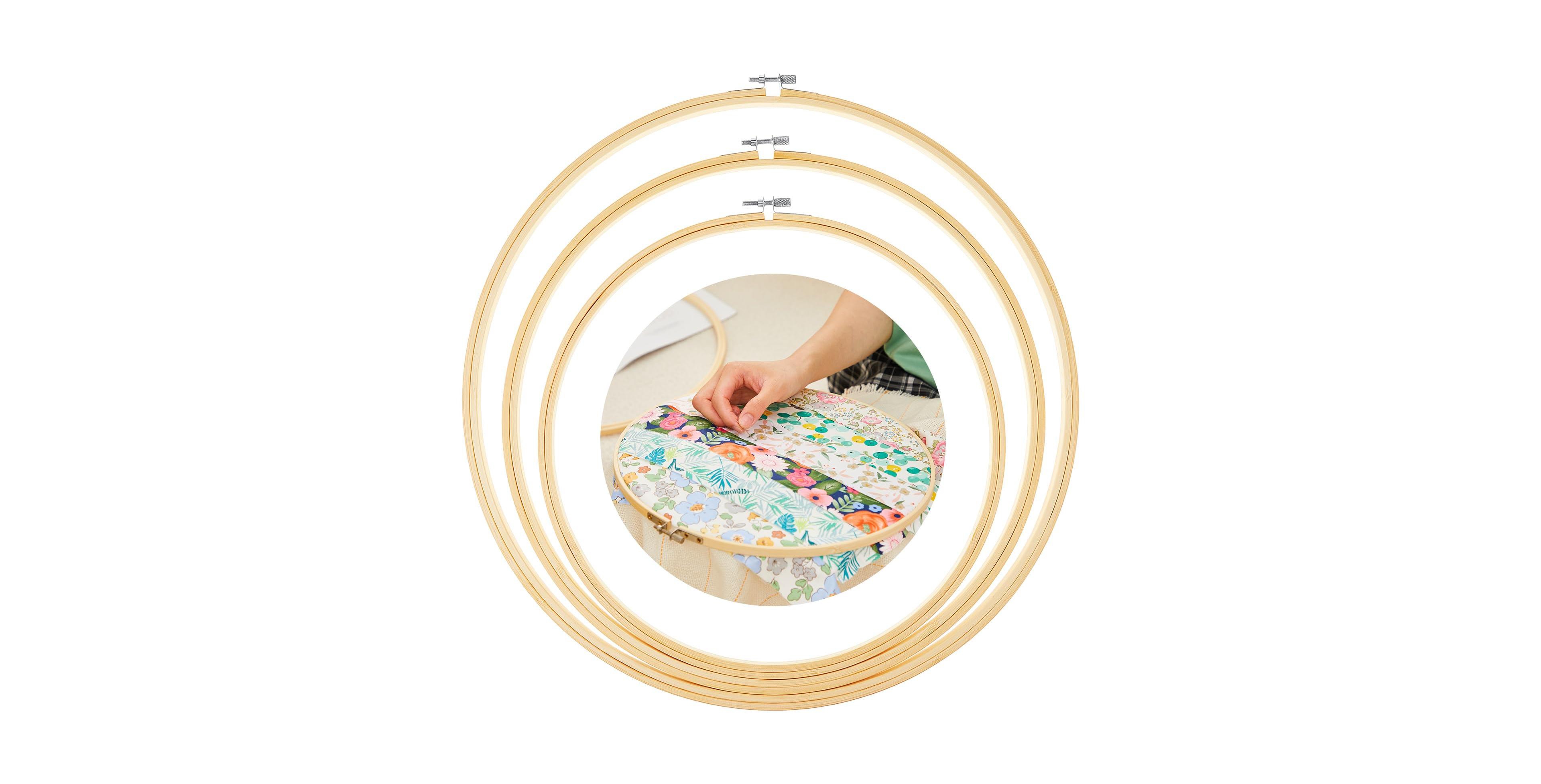 Aeelike Round Wooden Embroidery Hoop Kit Adjustable Sizes For Hand Quilting Crafts