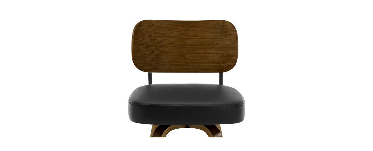 Bekrvio 26" Swivel Bar Stool, Faux Leather with Bentwood Frame and Footrest, Counter Height for Kitchen Island