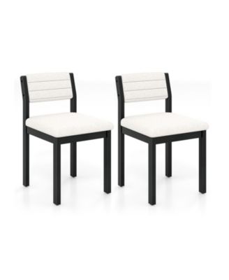 Set of 2 Dining Chairs Sherpa Upholstered Armless Chair with Wood Frame