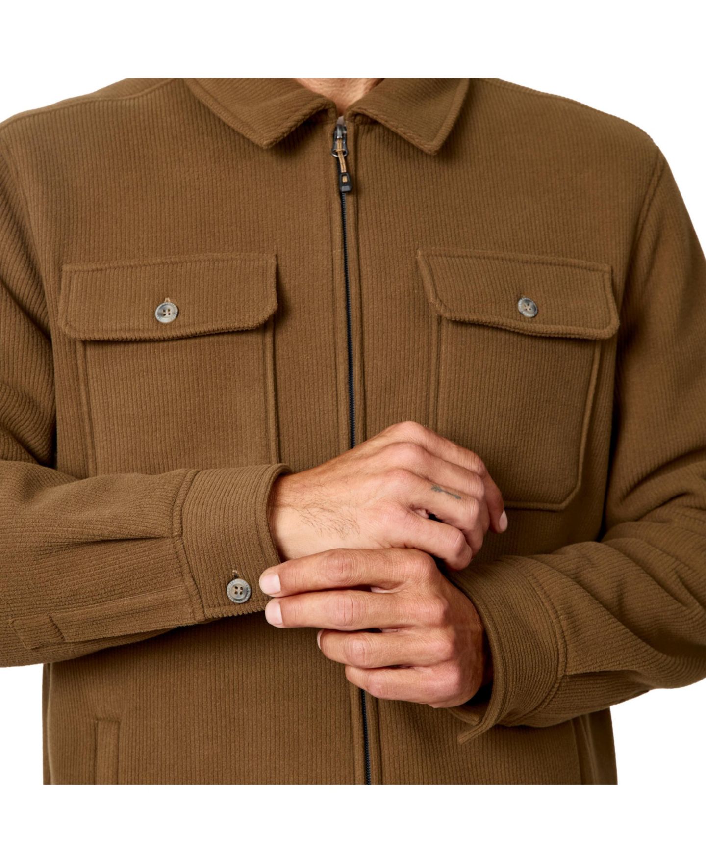 Мужская куртка Free Country Chill Out Corded-Fleece Full-Zip Sherpa-Lined Shirt Jacket, цвет: Canteen — фото 5