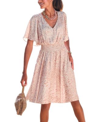 Women's Animal-Print V-Neck Fit-and-Flare Dress
