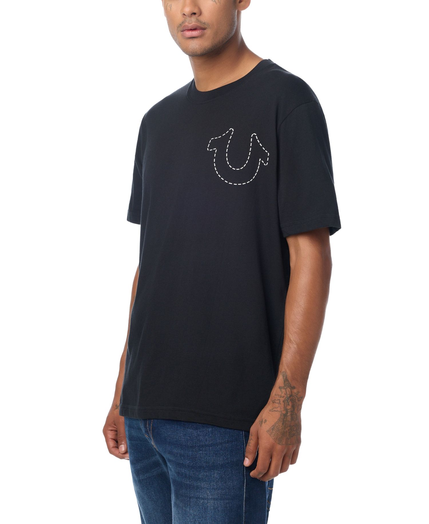 Men's Horseshoe Print Logo Crewneck Regular-Fit T-Shirt