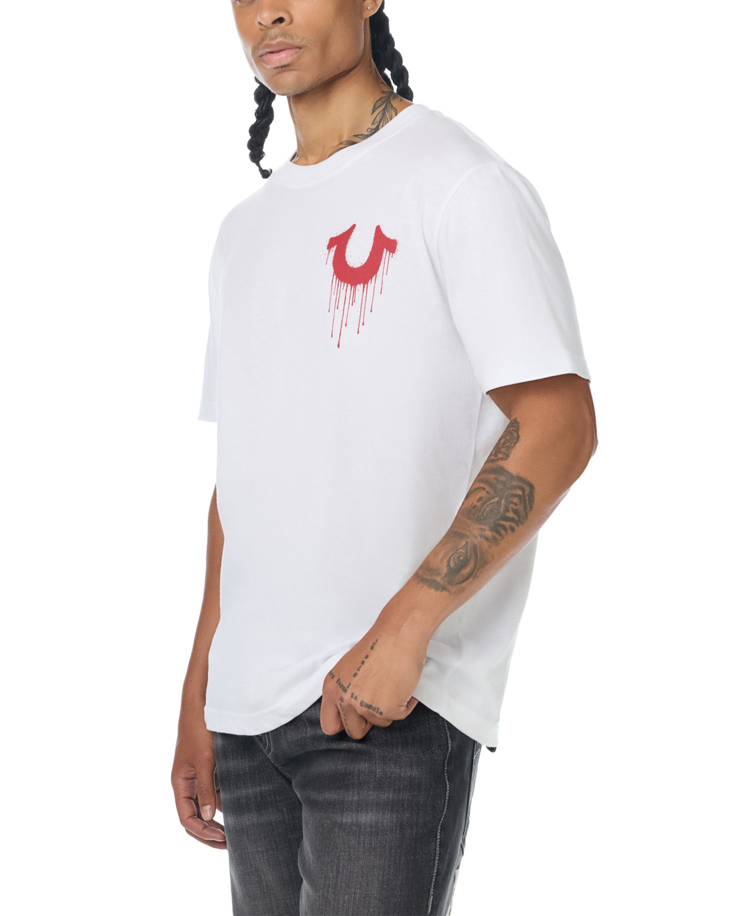 Men's Drippy Horseshoe Graphic Regular-Fit Crewneck T-Shirt