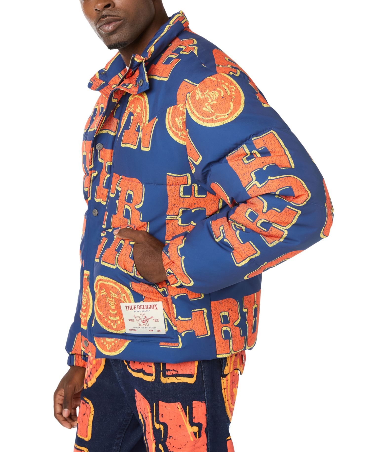 Men's Regular-Fit Allover Logo Print Puffer Jacket