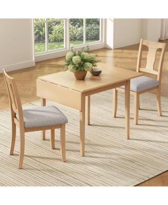  3-Piece Drop Leaf Dining Table Set with 2 Upholstered Chairs