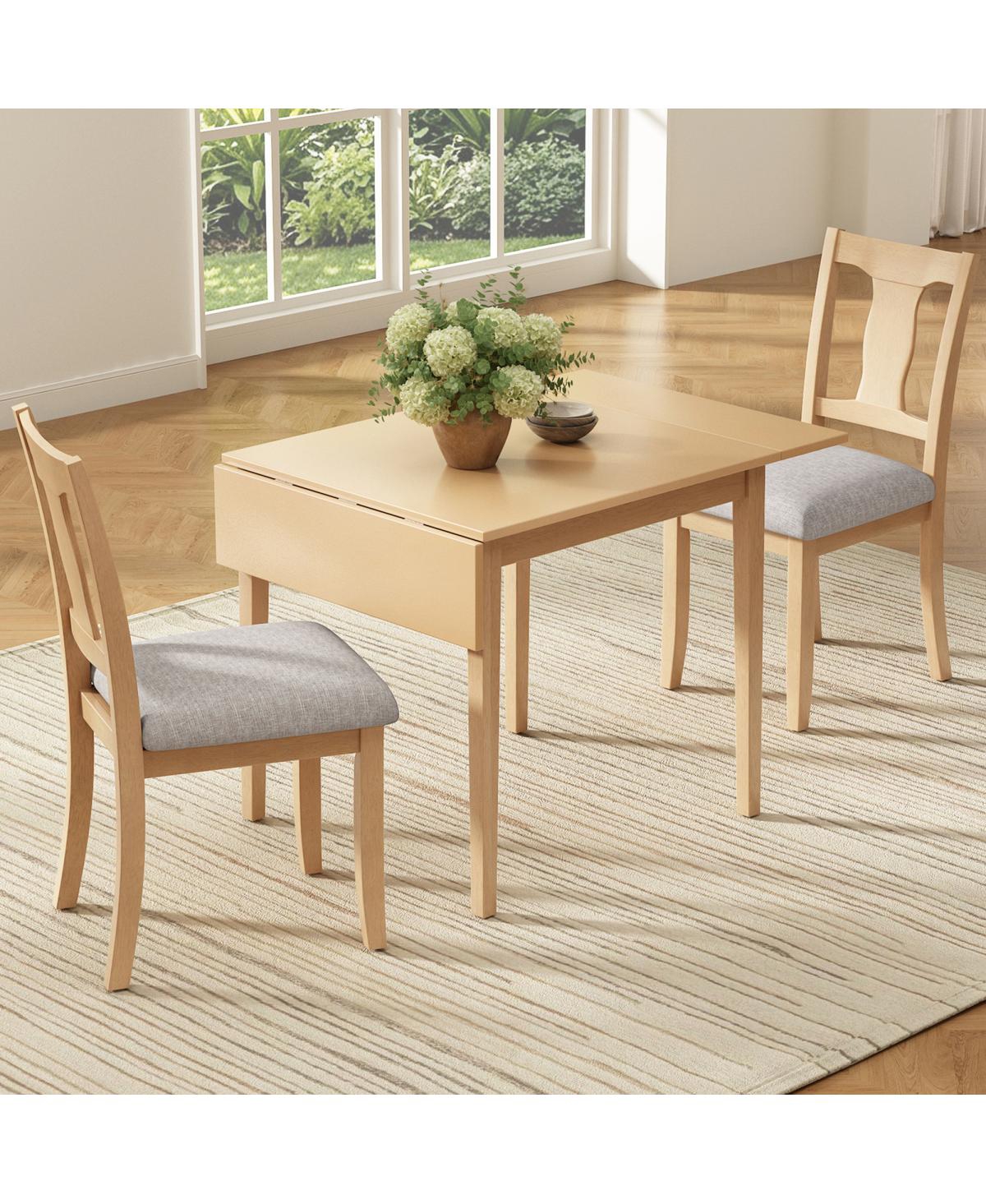 Streamdale Furniture 3-Piece Drop Leaf Dining Table Set with 2 Upholstered Chairs