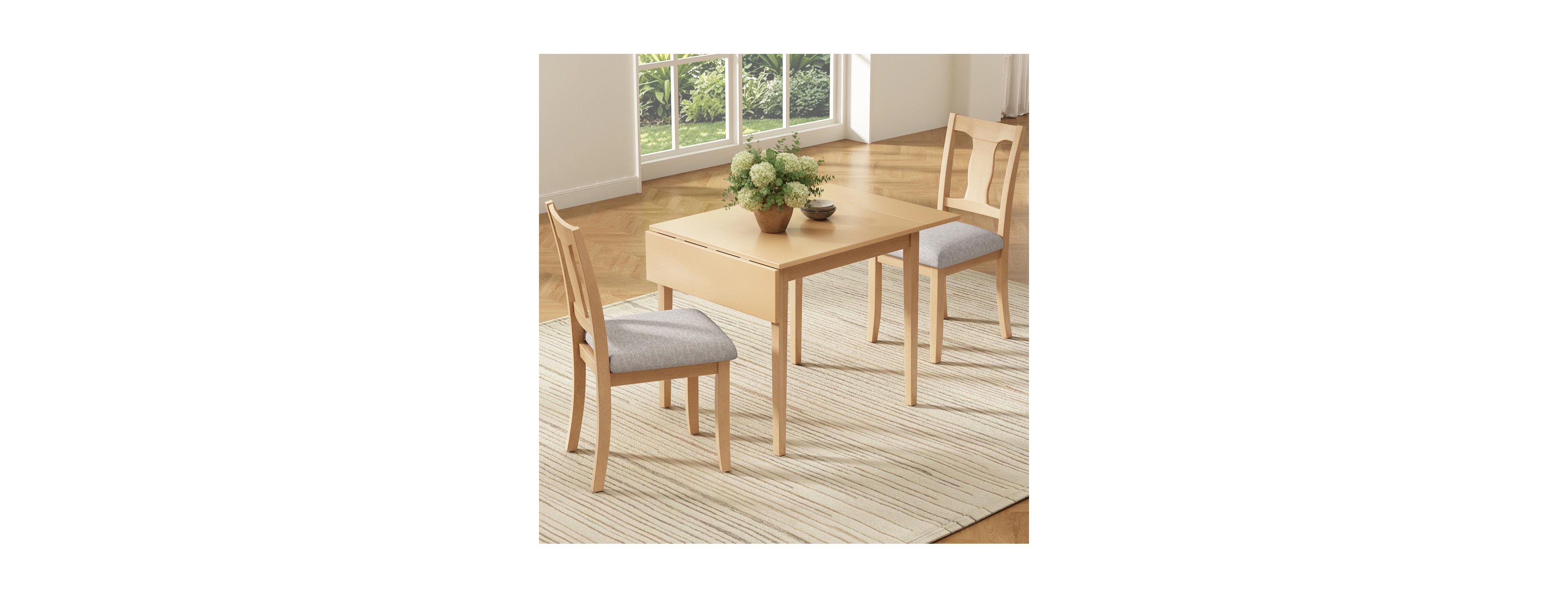 Streamdale Furniture 3-Piece Drop Leaf Dining Table Set with 2 Upholstered Chairs