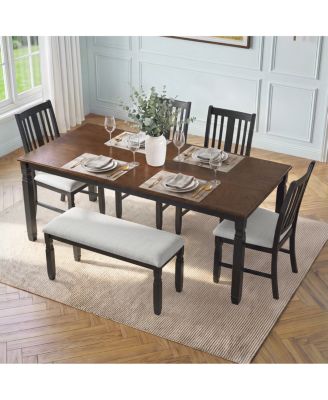 6-Piece Modern Farmhouse Extendable Dining Set
