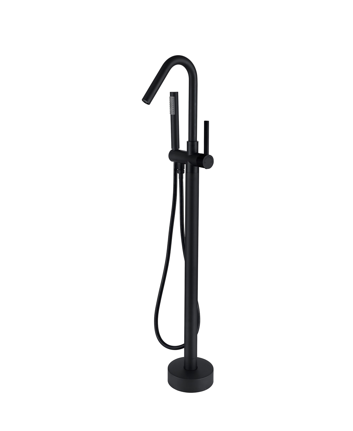 Thirtypeachy Freestanding Tub Faucet with Hand Shower, Single Handle Metal Floor-Mounted Bathtub Faucet, 39 3/8-Inch Height - Black