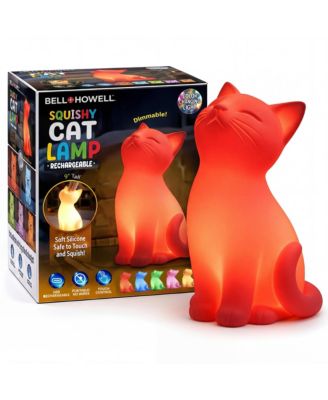 Bell Plus HowellSquishy Cat Lamp, 9" Soft Silicone Color-Changing Rechargeable Night Light