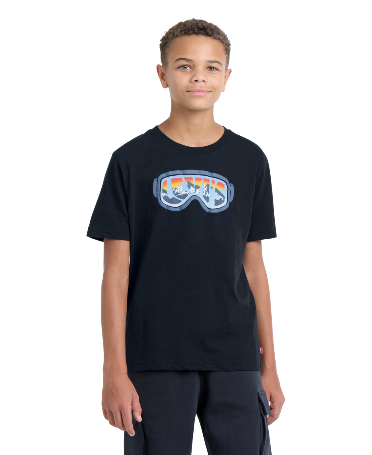 Levi's Boys' 8-20 Goggle View Graphic Logo T-Shirt - Jet Black