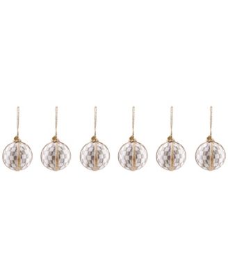Mocha Check Medium Ball Ornaments, Set of 6