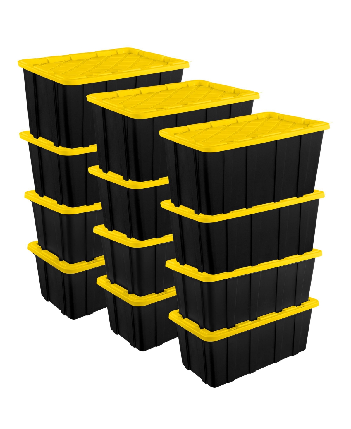 Sterilite 38 Gallon Industrial Stackable Storage Tote Lidded Containers, 12 Pack