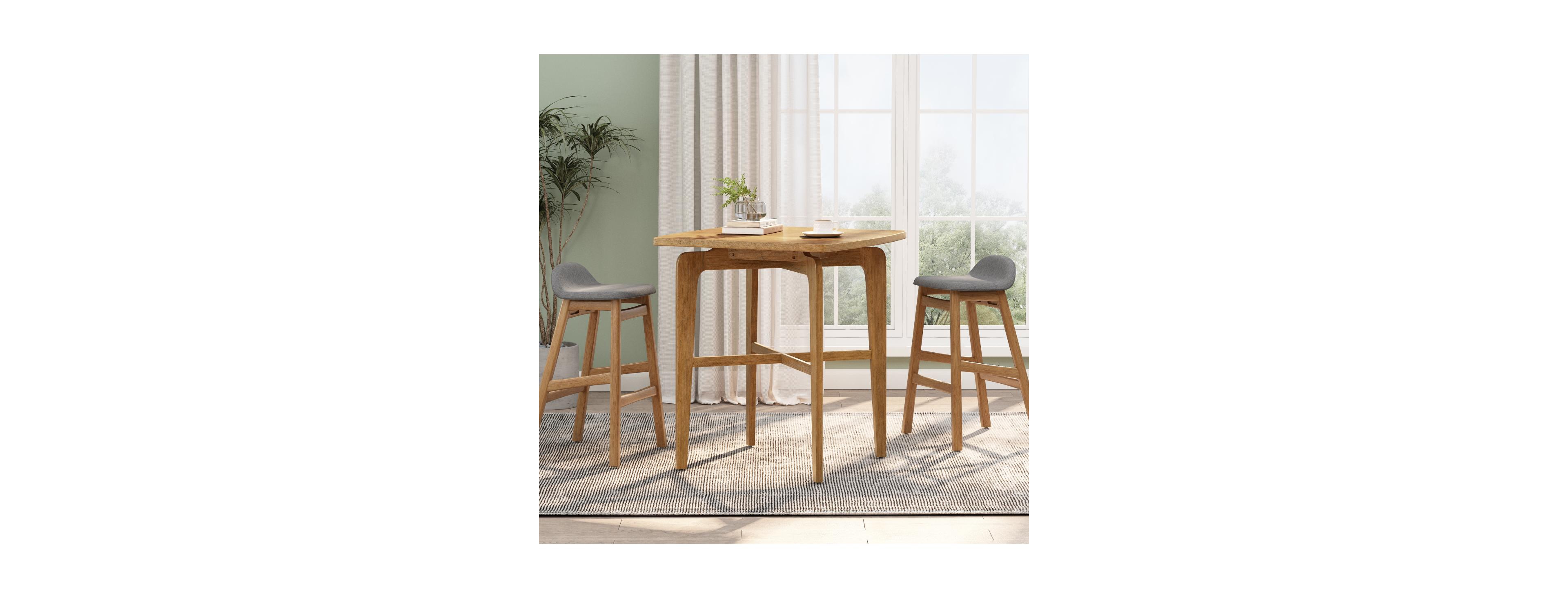 Streamdale Furniture Natural Square Wooden Bar Table - 36.34" H