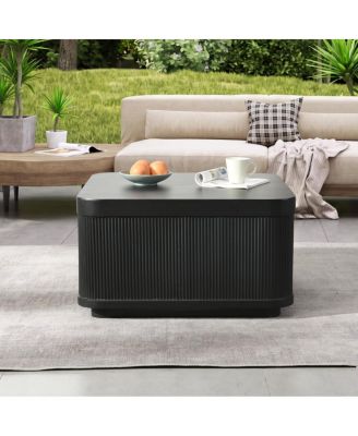 32 Modern Square Striped Waterproof MgO Cement Coffee Table