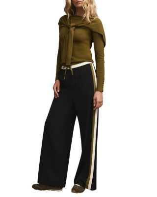 Women's Wide-Leg Side Stripe Drawstring Trousers
