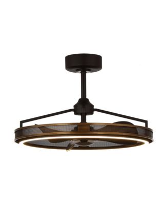 27-inch Industrial Mesh Caged Bladeless Ceiling Fan with LED Light and Remote
