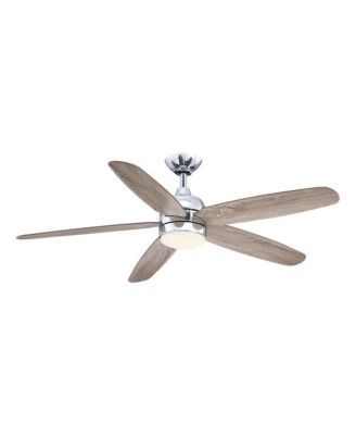 52 Classic Wooden 5-Blade Chrome Reversible Ceiling Fan with Light and Remote