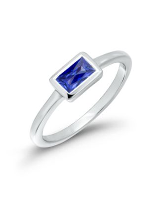 Silver-Tone Tanzanite Cubic Zirconia Baguette Pinky Ring