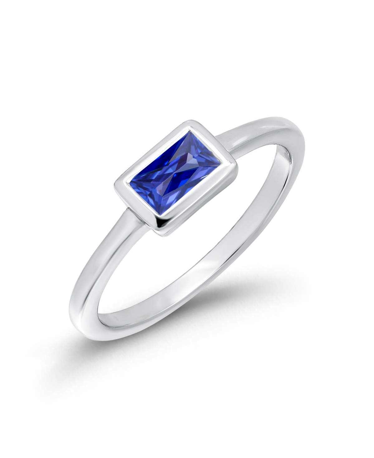Macy's Silver-Tone Tanzanite Cubic Zirconia Baguette Ring - Silver/Blue