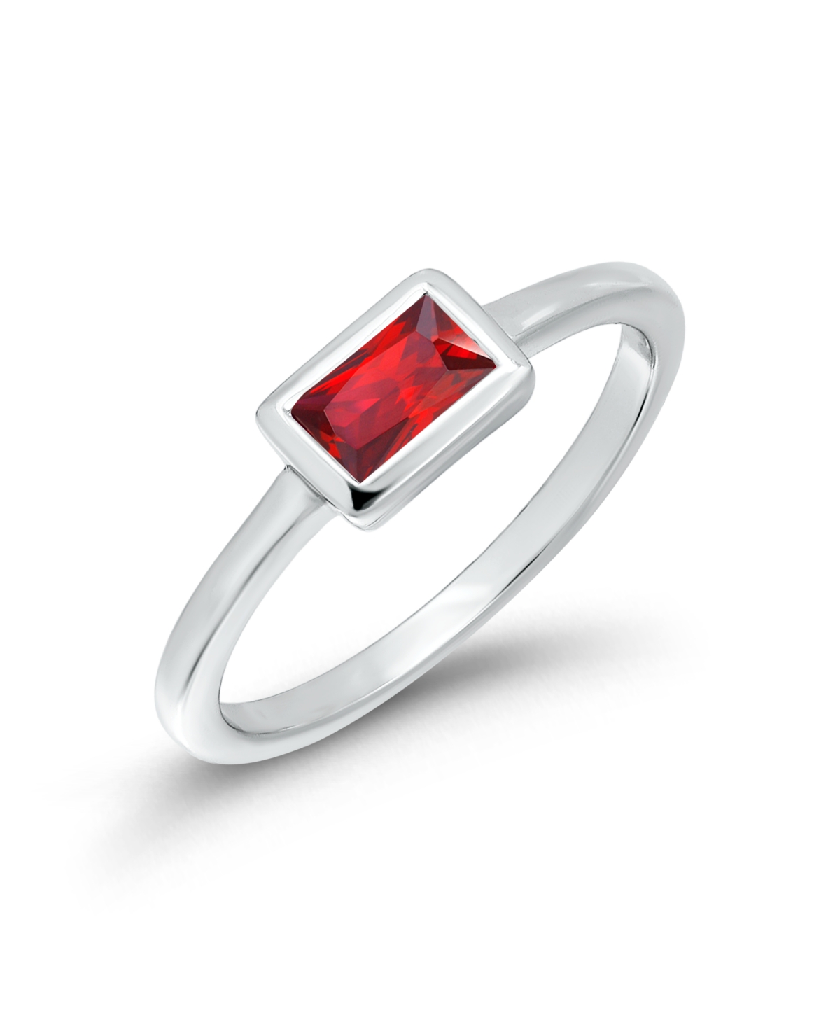 Macy's Cubic Zirconia Baguette Bezel-Setting Ring - Silver/Red
