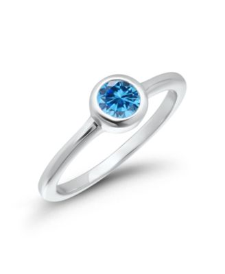 Round Cubic Zirconia Promise Bezel Set Pinky Ring