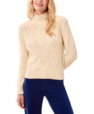 Women's Mock Neck Cable Knit Long Sleeve Sweater