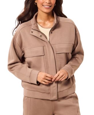 Women's Techno Lux Mock Neck Utility Scuba-Knit Jacket