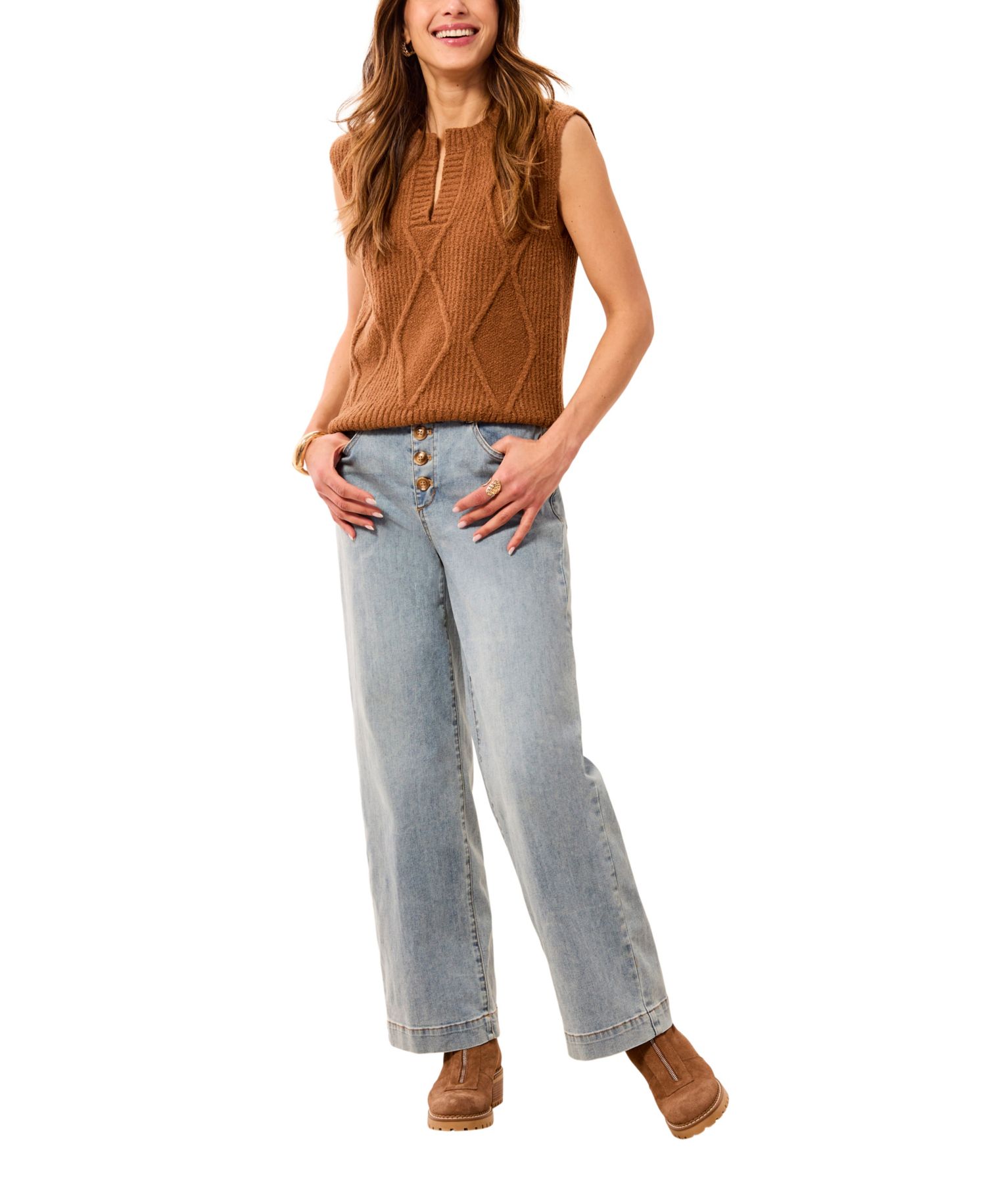 Women's Audrey Wide-Leg Light-Wash Mid-Rise Jeans